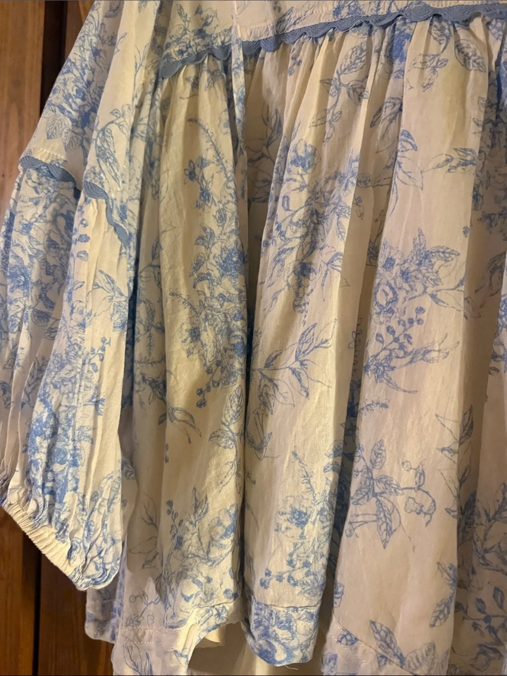 Relaxed Blue Floral Tunic Blouse by Love Sam - Picture 3 of 4
